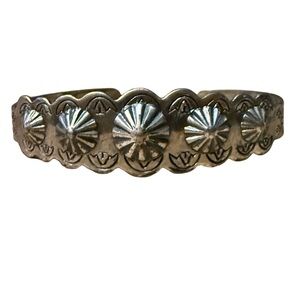 Vintage Sterling Silver Stamped Cuff Bracelet | Southwestern Style